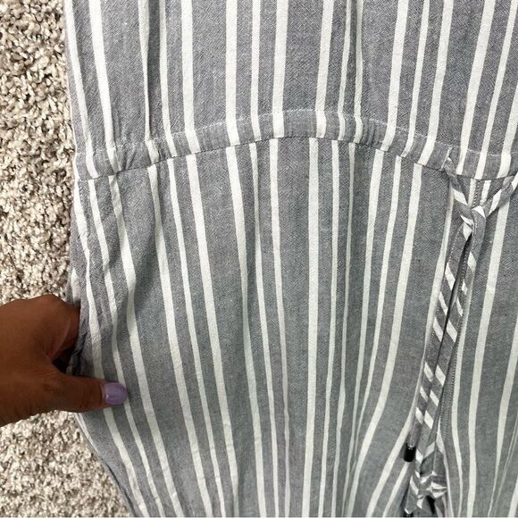 Rails Jumpsuit Women’s Large Brooklyn Gray Caldas Striped Linen Blend Sleeveless - Picture 7 of 12